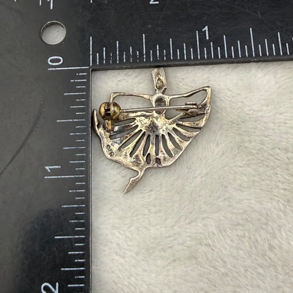 Vintage Sterling Silver Dancer Brooch Ballerina Marcasite